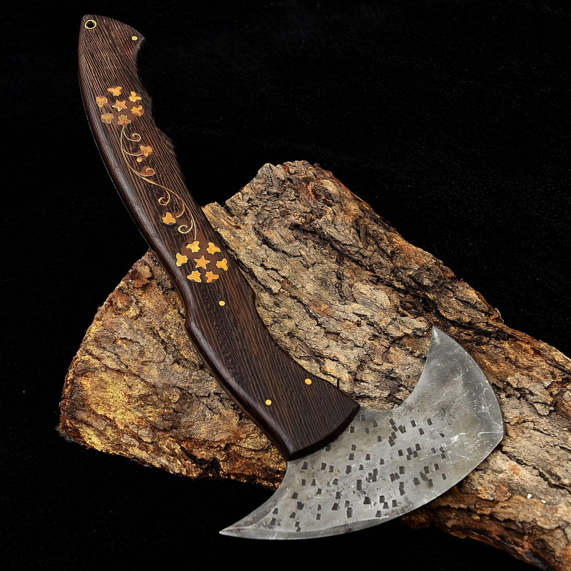 Kmcutlery Handmade Viking Axes With Wangi Wood 1