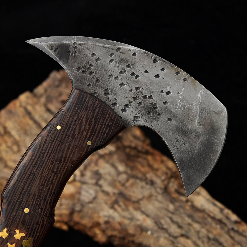 Kmcutlery Handmade Viking Axes With Wangi Wood 3