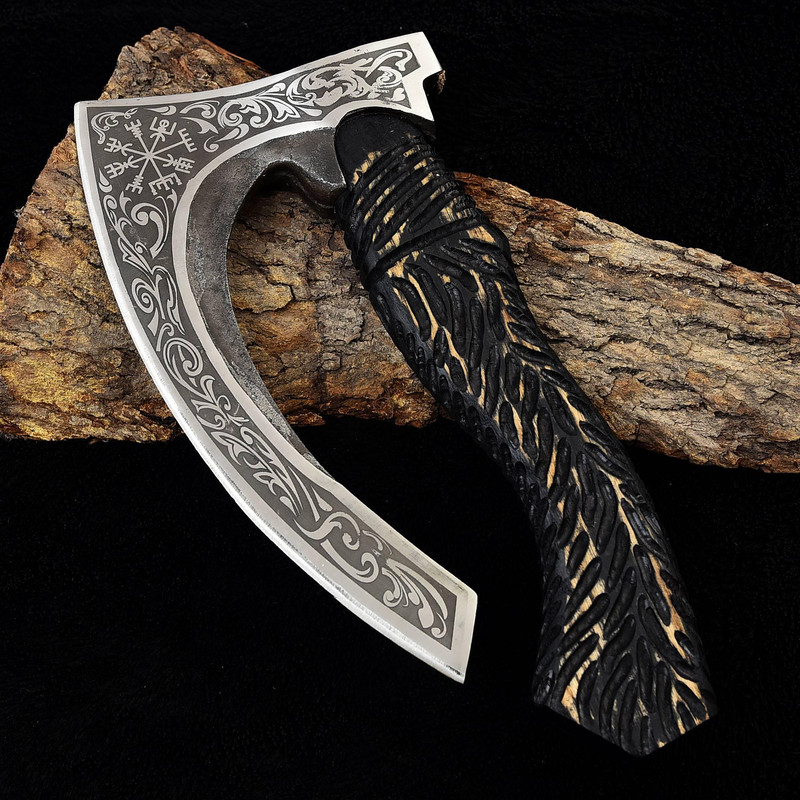 Kmcutlery Handmade Viking Axes Large Pizza Cutter 03 1