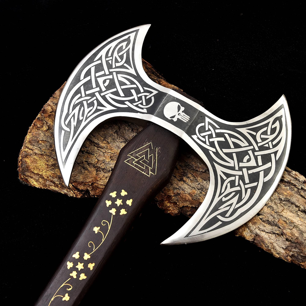 Kmcutlery Forged In Fire Custom Made Viking War Axes Double Edge 006 0