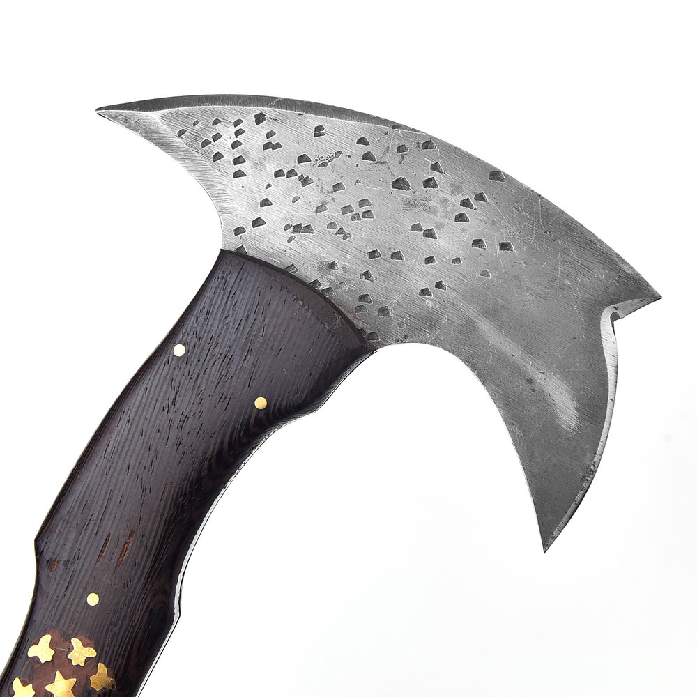 Kmcutlery High Corbon Steel Viking Axes Wangi Wood With Brass Work 9016 2