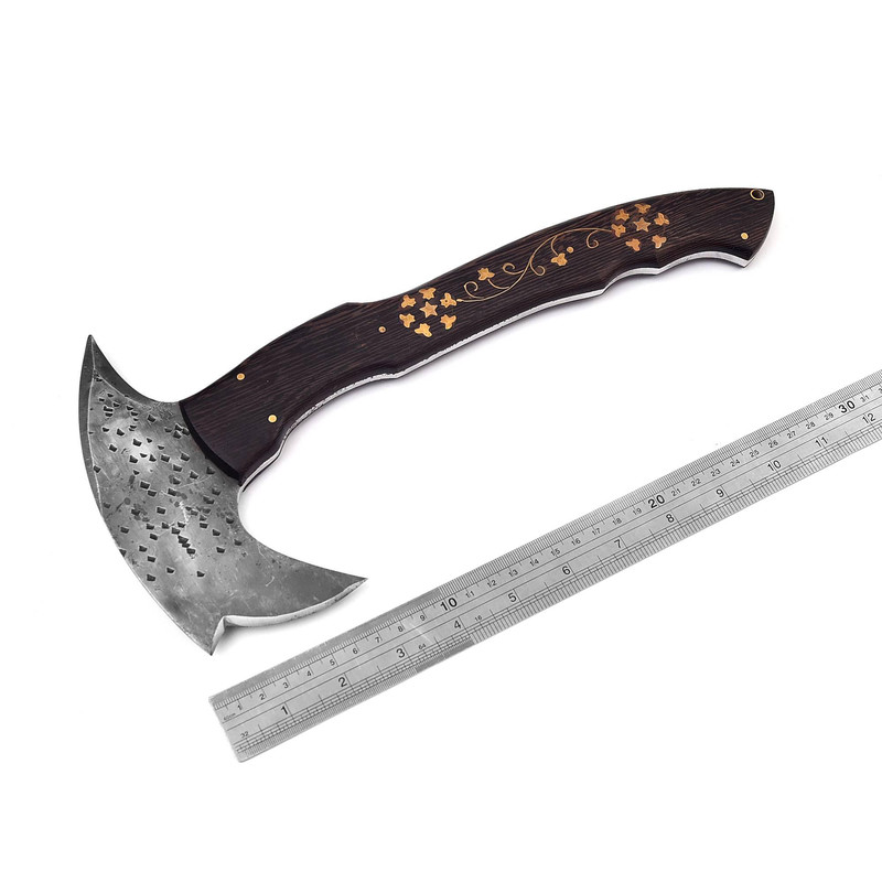 Kmcutlery High Corbon Steel Viking Axes Wangi Wood With Brass Work 9016 3