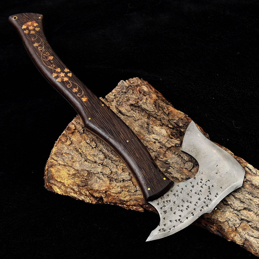 Kmcutlery Forged In Fire Custom Made Viking War Axes Wangi Wood With Brass Work 9017 2