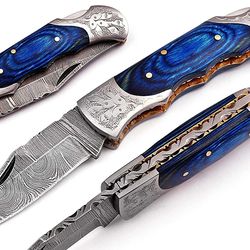 handmade damascus steel pocket knife dollar sheathe handle with leather sheathe gift for usa father's day gift for men