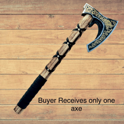 handmade carbon steel vikings rangers axe wood & leather rep handle with leather sheathe gift for usa father's day gift