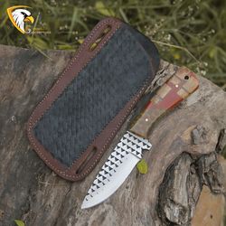 handmade d2 steel cowboy skinner knife resin handle with leather sheathe gift for usa father's day gift for men groom