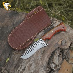 handmade d2 steel cowboy knife skinner knife with leather sheathe gift for usa father's day gift for men groomsman