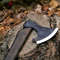 Hand Forged Celtic Axe Viking Beard AxeHand Engraved Runes Black Head Axe Brown Leather Crossed Functional Outdoor 1