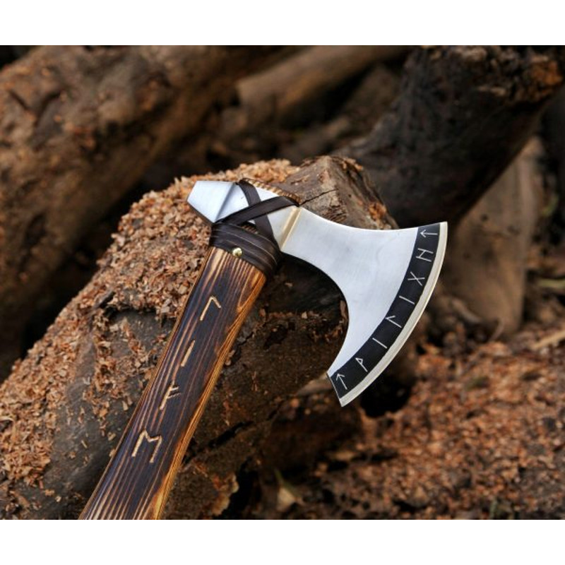 Handmade Carbon Steel Viking Axe 2 PEC Lot Of AXE Wood Handle With Leather Sheathe Gift For USA Fathers Day Gift 3