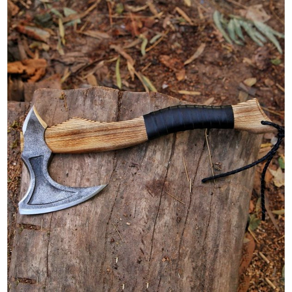 Handmade Carbon Steel Axe Viking Axe Wood Leather Reap Handle With Leather Sheathe Gift For USA Fathers Day Gift 1