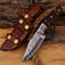 Handmade Damascus Steel Hunting Knife Wood Sheathe Handle With Leather Sheathe Gift For USA Fathers Day Gift For Men 0