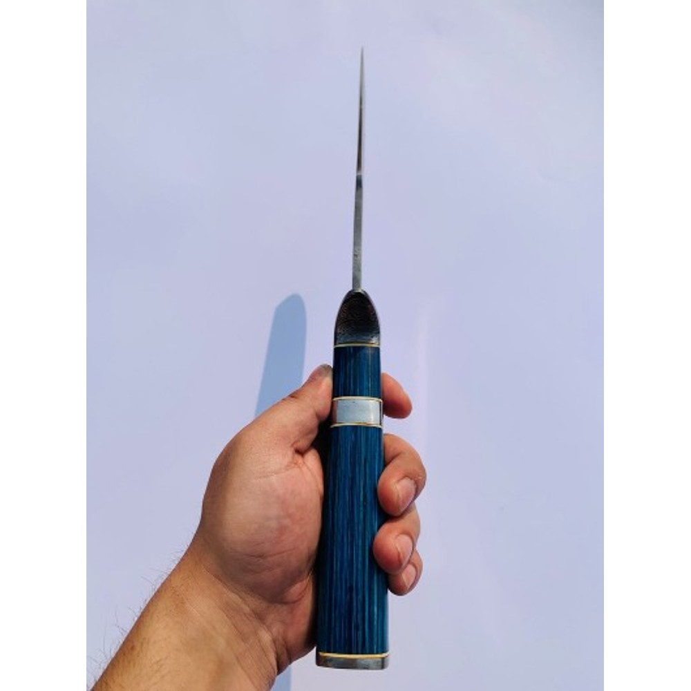 Handmade Damascus Steel Hunting Bowie Knife Wood Handle With Leather Sheathe Gift For USA Fathers Day Gift For Men 7