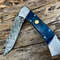 Handmade Damascus Steel Pocket Knife Folding Knife Dollar Sheathe Handle With Leather Sheathe Gift For USA Fathers Day 0