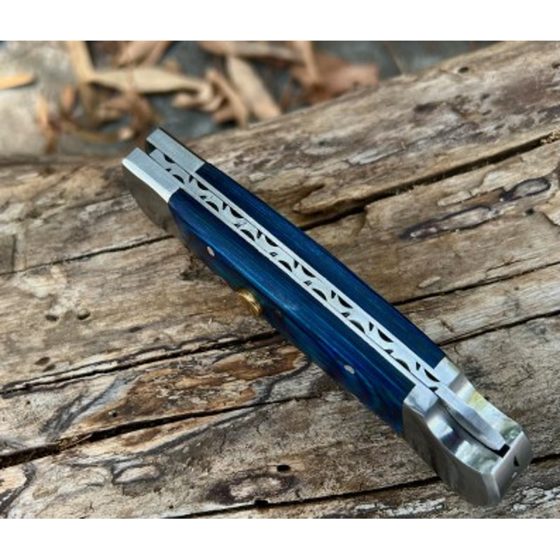 Handmade Damascus Steel Pocket Knife Folding Knife Dollar Sheathe Handle With Leather Sheathe Gift For USA Fathers Day 2