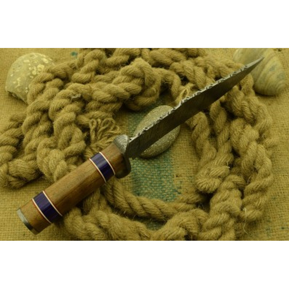 Handmade Damascus Steel Hunting Knife Skinner Knife Wood Resin Brass Handle With Leather Sheathe Gift For USA Father 4