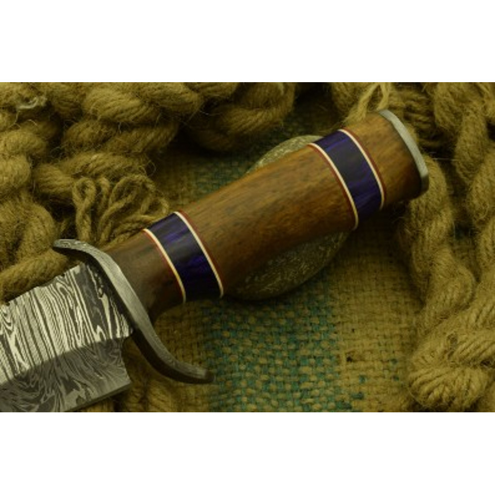 Handmade Damascus Steel Hunting Knife Skinner Knife Wood Resin Brass Handle With Leather Sheathe Gift For USA Father 6