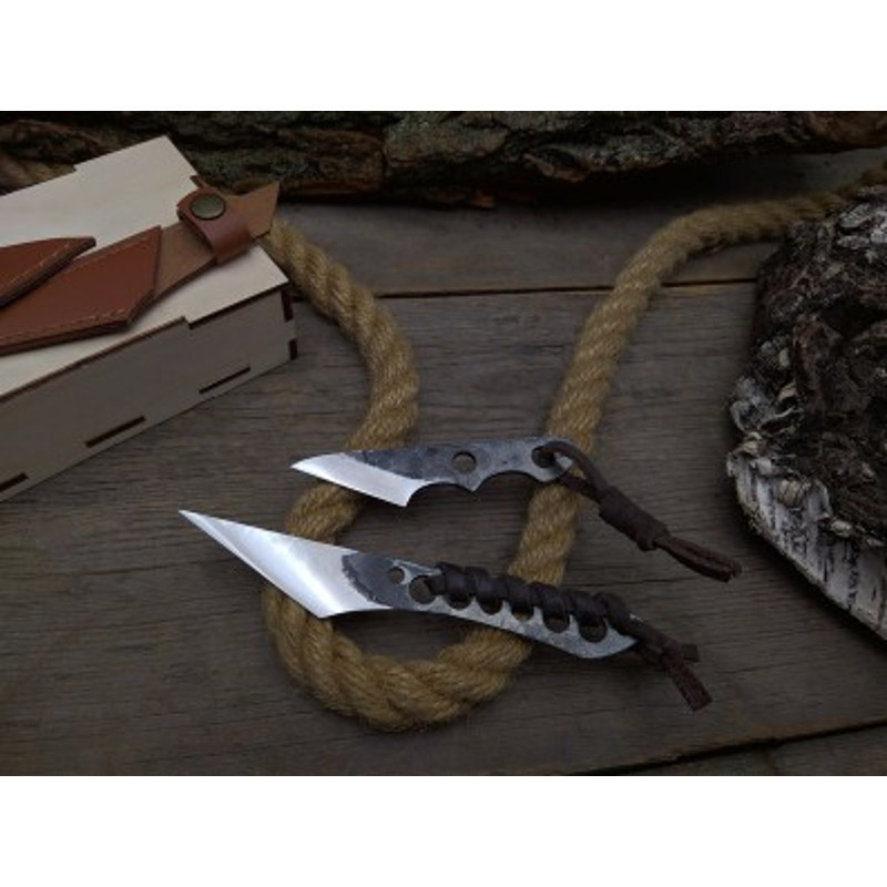 Handmade Carbon Steel Hunting Knife 2 PEC Lot Of Skinner Knife Steel Handle With Leather Sheathe Gift For USA 3