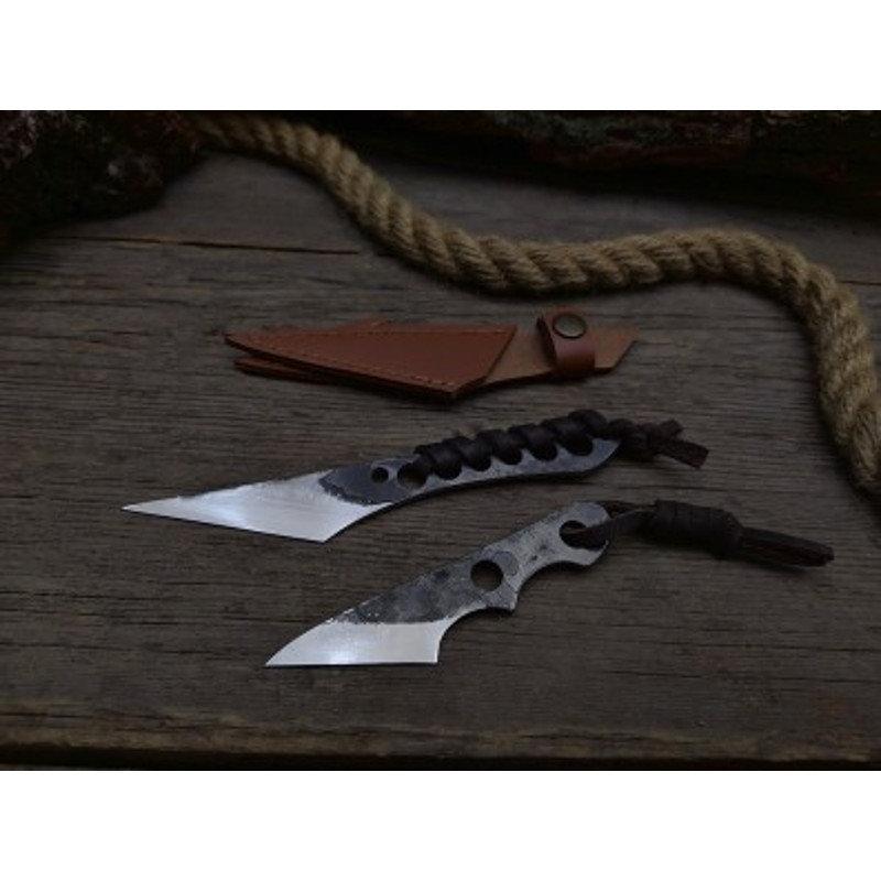 Handmade Carbon Steel Hunting Knife 2 PEC Lot Of Skinner Knife Steel Handle With Leather Sheathe Gift For USA 4