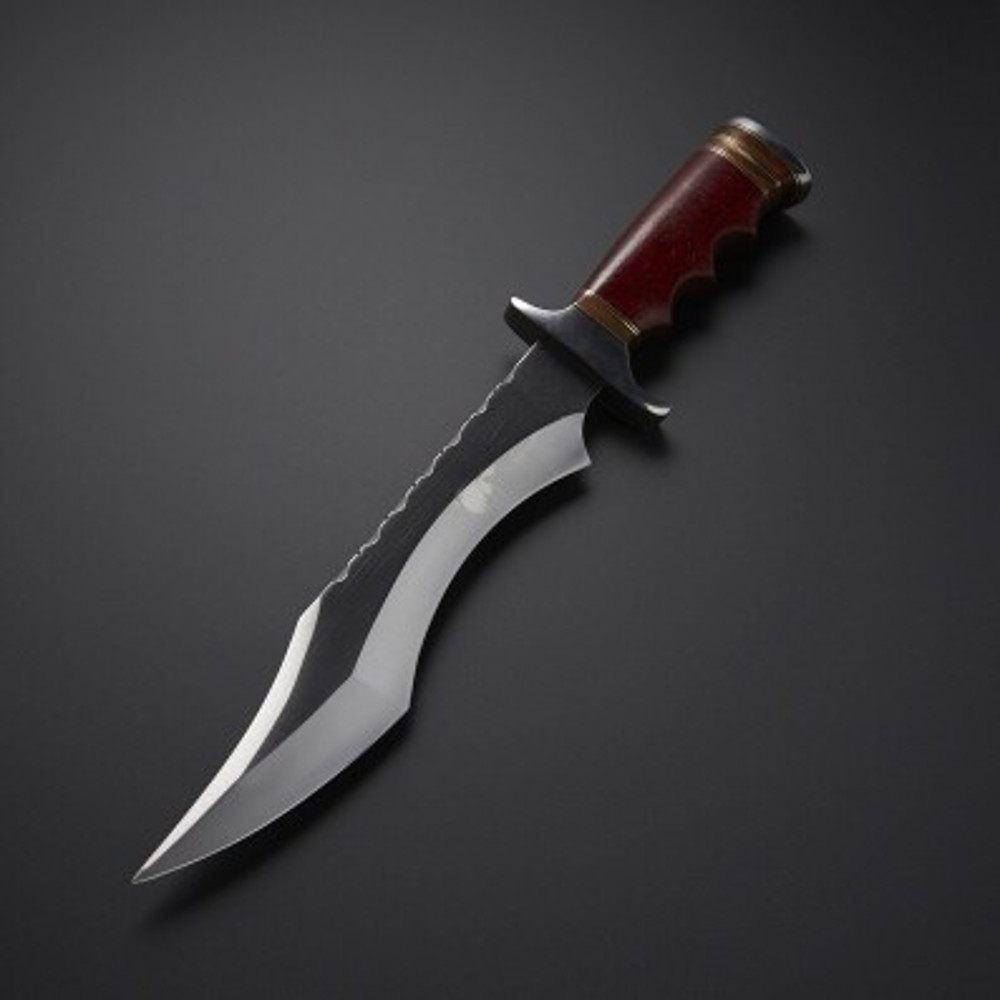 Handmade Carbon Steel Skinner Knife Bowie Knife Olive Wood Brass Handle With Leather Sheathe Gift For USA 1