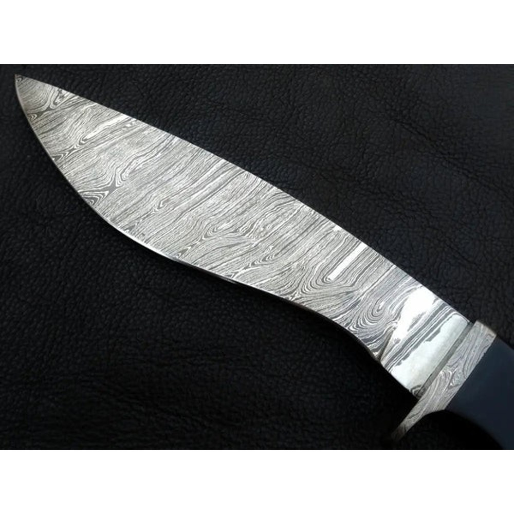 Handmade Damascus Steel Bowie Knife Buffalo Horn Handle With Leather Sheathe Gift For USA Fathers Day Gift For Men 2