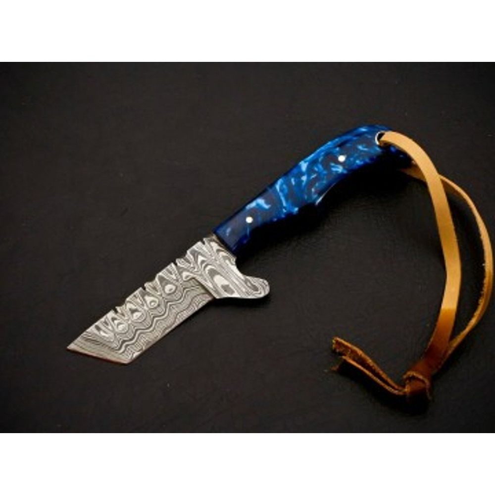 Handmade Damascus Steel Bull Cutter Knife Resin Handle With Leather Sheathe Gift For USA Fathers Day Gift 1