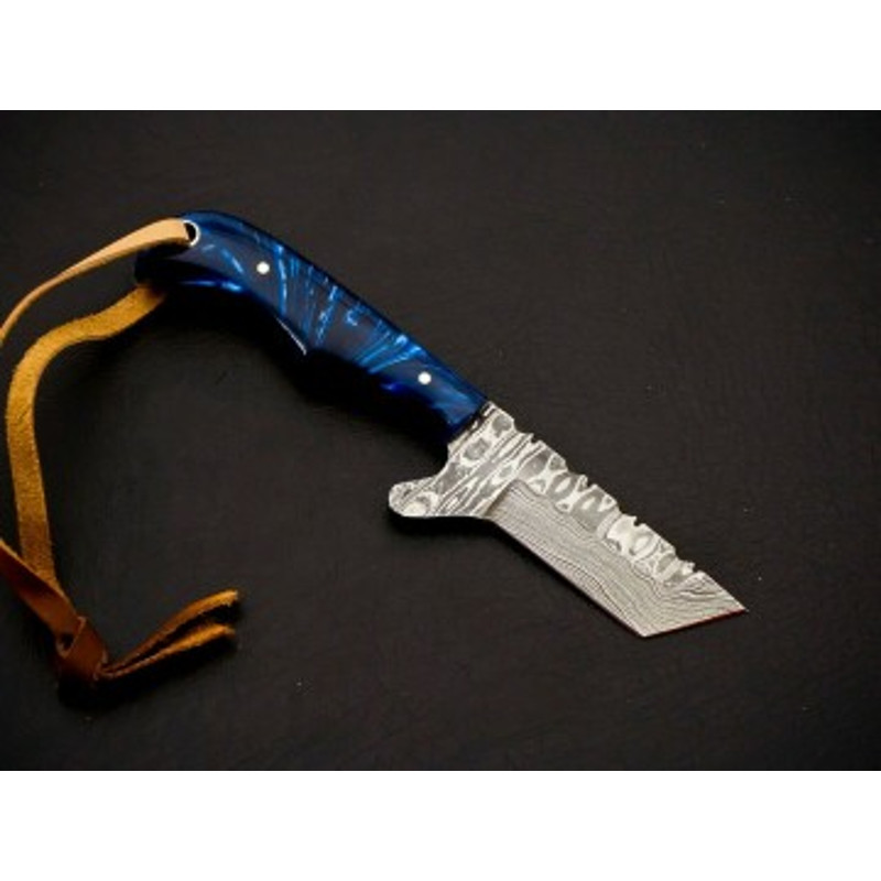 Handmade Damascus Steel Bull Cutter Knife Resin Handle With Leather Sheathe Gift For USA Fathers Day Gift 2