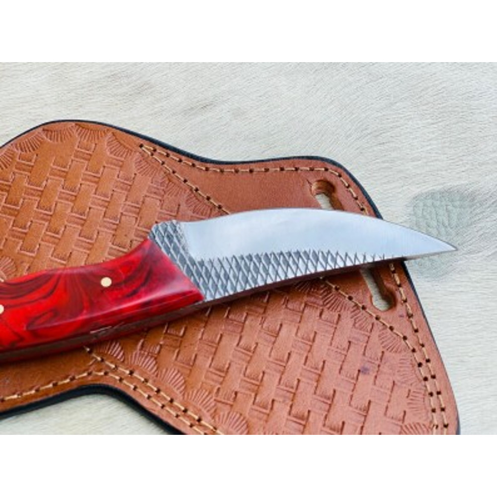 Handmade Rasp Steel Skinner Knife Resin Handle With Leather Sheathe Gift For USA Fathers Day Gift For Men Groomsman 2