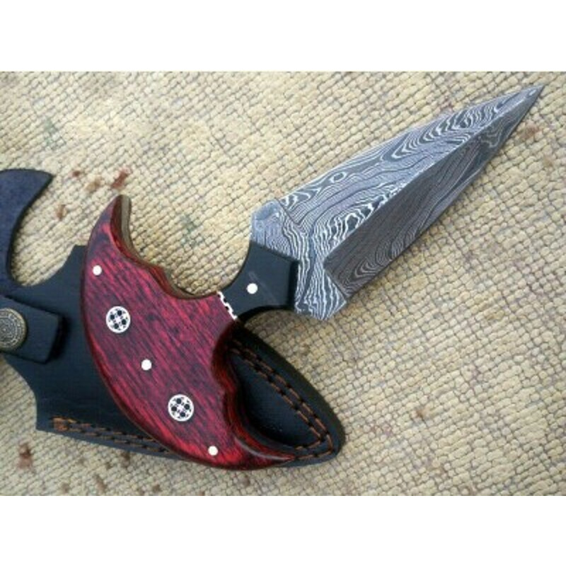 Handmade Damascus Steel Dagger Knife Wood Handle With Leather Sheathe Gift For USA Fathers Day Gift For Men Groomsman 2