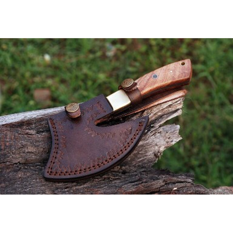 Handmade Damascus Steel Small Axe Hunting Camping Collectable Amazing Gift Christmas Gift Olive Wood Brass Handle 2