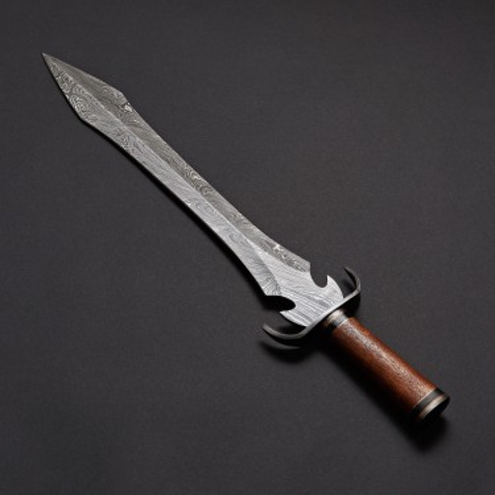 Handmade Damascus Steel Hunting Knife Fixed Blade Olive Wood Handle With Leather Sheathe Gift For USA Fathers Day Gift 1