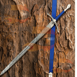 custom handmade 40 inches damascus steel glamdring sword,handmade medieval sword with leather sheath best gift for chris