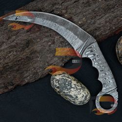 handmade full damascus steel karambit knife best custom beautiful damascus hunting knife handle made damascus,comes with