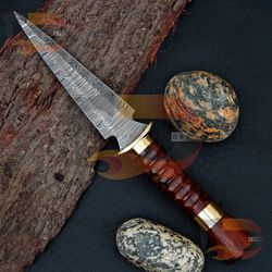 custom handmade damascus steel blade skinner damascus knife with handsome handle, comes with pure leather sheath edc