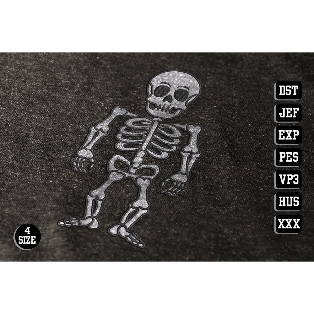 Skeleton Embroidery Design, Embroidery File, DST File | Inspire Uplift
