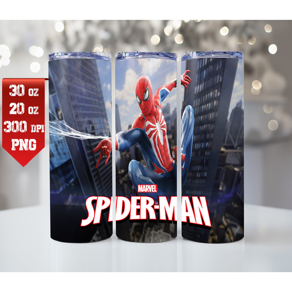 Water Bottle Tumbler 20oz 30oz Superhero Spiderman Wrap Skinny Tumbler 1 0