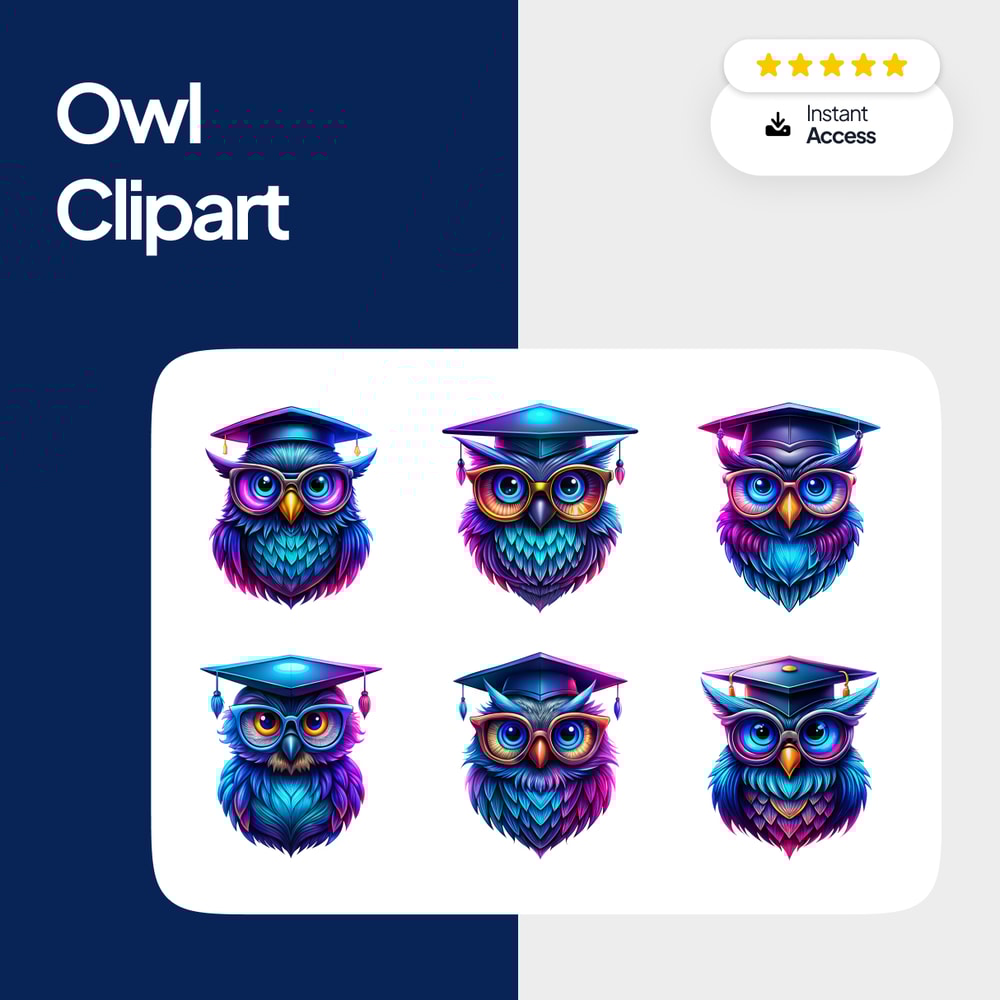 Scientist Owl With Glasses And Graduation Cap Clipart Bundle 0