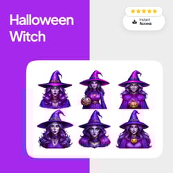 halloween witch clipart bundle