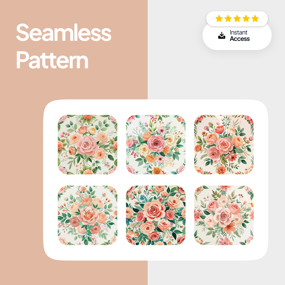 Watercolor Flower Seamless Pattern Pack 0