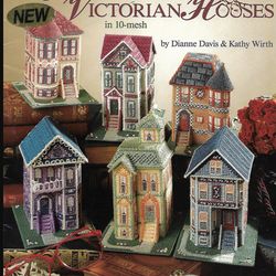 painted ladies victorian houses in plastic canvas
