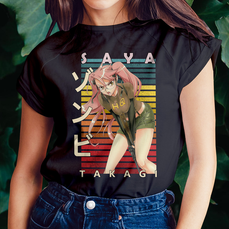 Saya Takagi Highschool Of The Dead HOTD Retro Style Anime Unisex TShirt 0