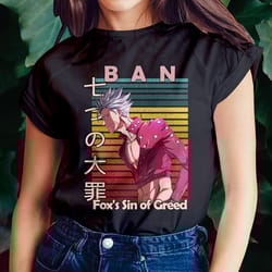 ban foxs sin of greed seven deadly sins nanatsu no taizai retro style anime unisex t-shirt