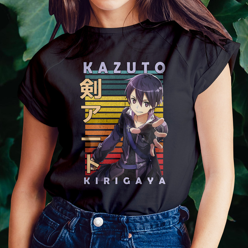 Kirito Kazuto Kirigaya Sword Art Online SAO Sodo Ato Onrain Retro Style Anime Unisex TShirt 0