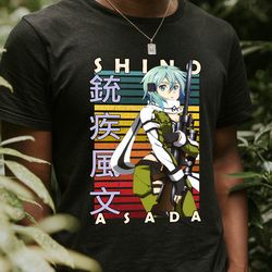 sinon shino asada sword art online sao sodo ato onrain retro style anime unisex t-shirt