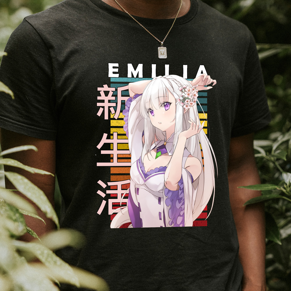 Emilia ReZero Starting Life In Another World Retro Style Anime Unisex TShirt 0