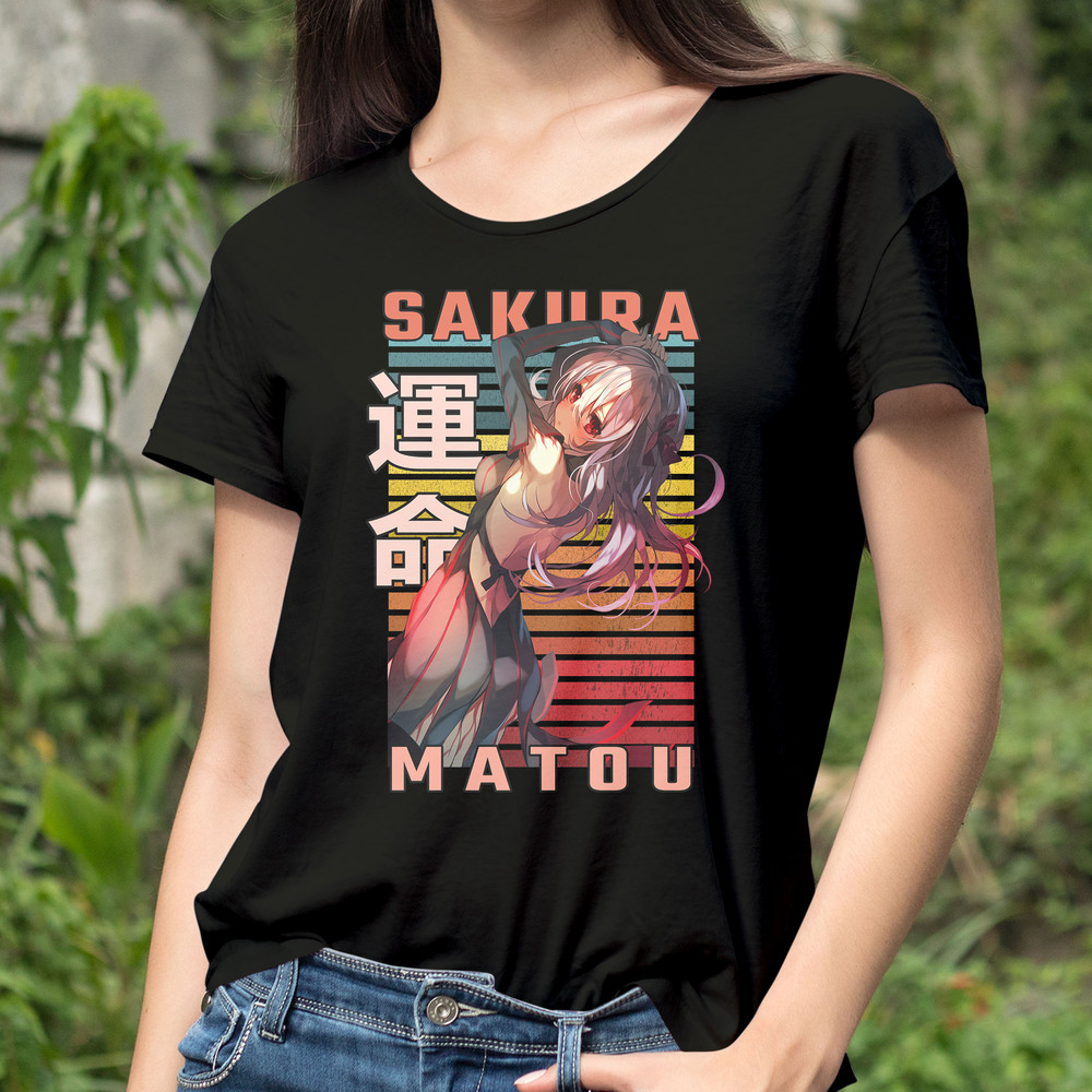 Sakura Matou Fate Stay Night Retro Style Anime Unisex TShirt 0