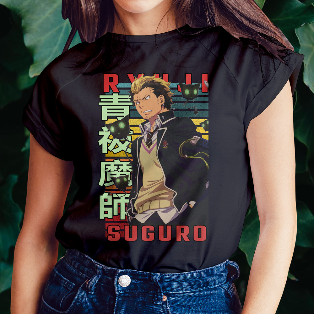 Ryuji Suguro Bon Blue Exorcist Ao No Ekusoshisuto Retro Style Anime Unisex TShirt 0