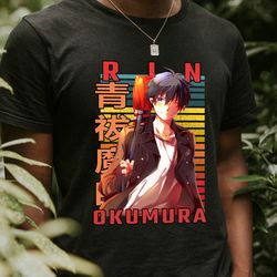 rin okumura blue exorcist ao no ekusoshisuto retro style anime unisex t-shirt