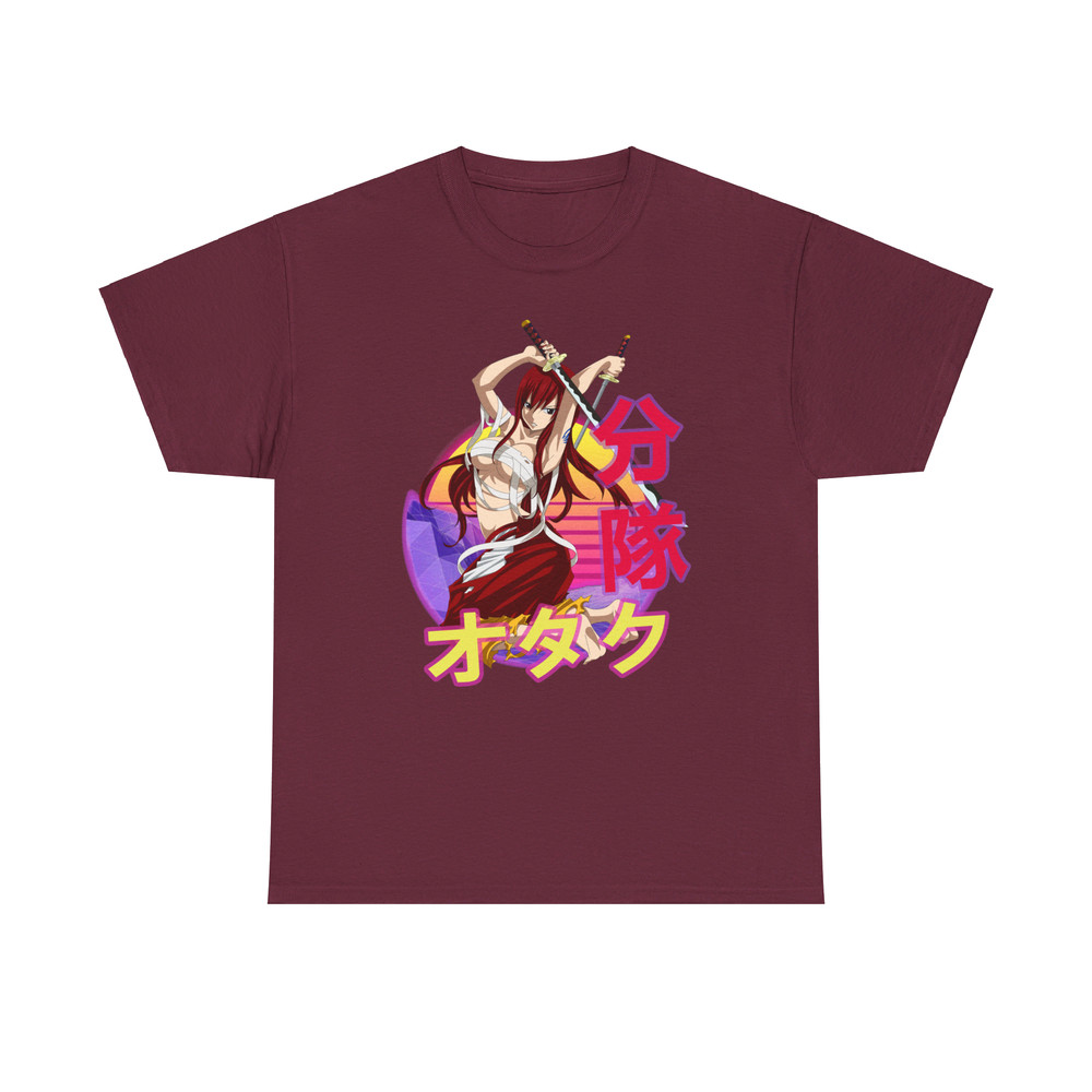 Erza Scarlet Fairy Tail Feari Teiru Retro Sunset Anime Unisex TShirt 2