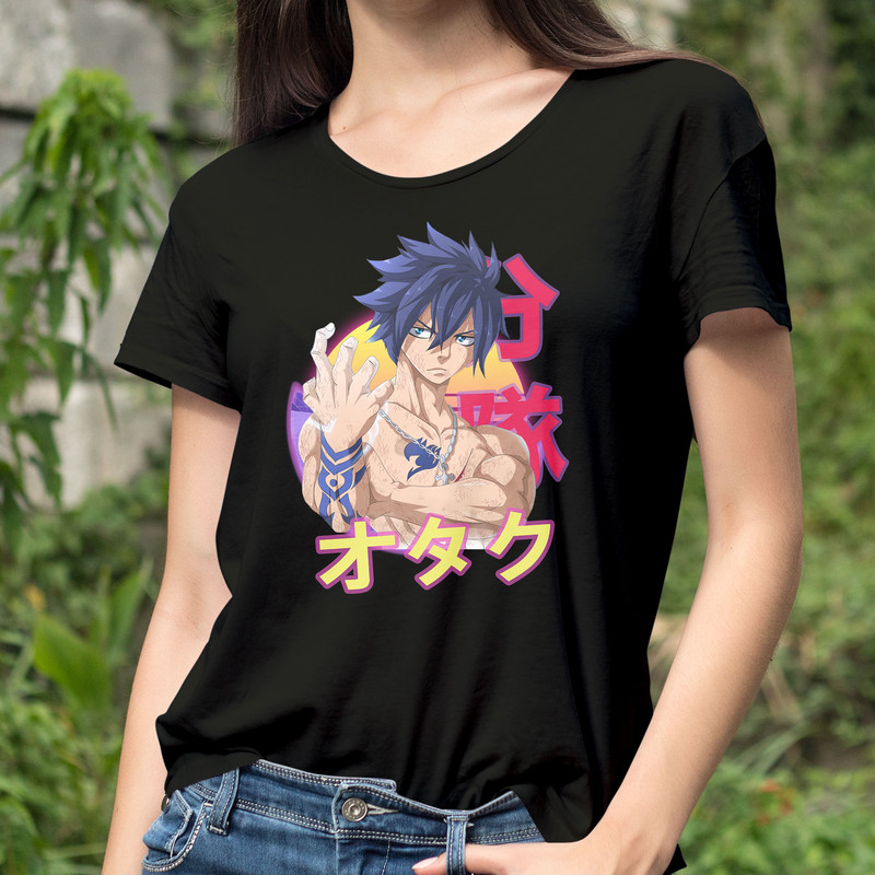 Gray Fullbuster Fairy Tail Feari Teiru Retro Sunset Anime Unisex TShirt 0