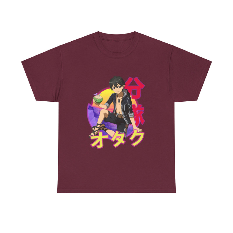 Kirito Kazuto Kirigaya Sword Art Online SAO Retro Sunset Anime Unisex TShirt 2